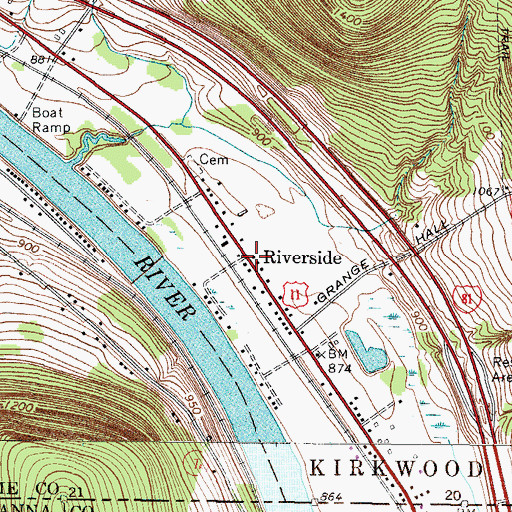 Topographic Map of Riverside, NY