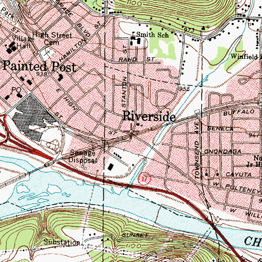 Topographic Map of Riverside, NY