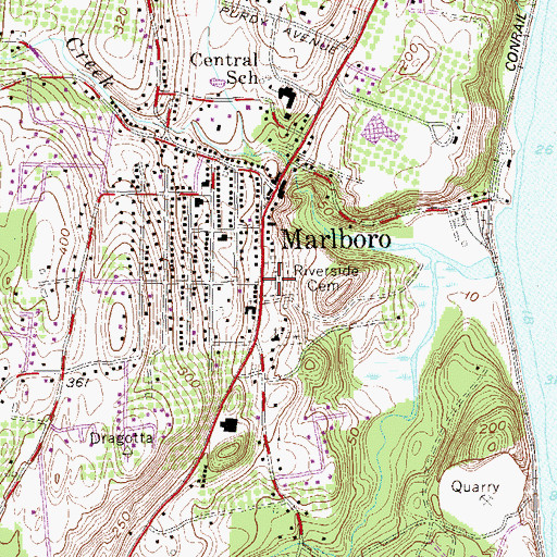 Topographic Map of Riverside Cemetery, NY