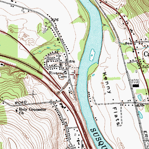 Topographic Map of Riverside Cemetery, NY