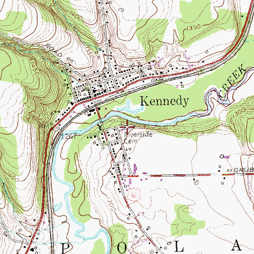 Topographic Map of Riverside Cemetery, NY