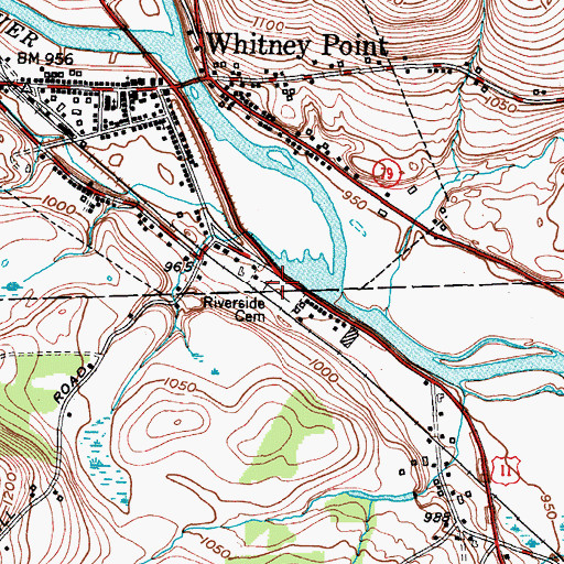 Topographic Map of Riverside Cemetery, NY