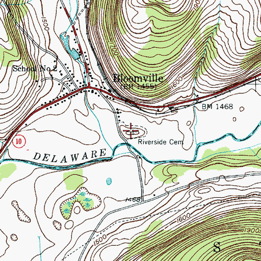 Topographic Map of Riverside Cemetery, NY