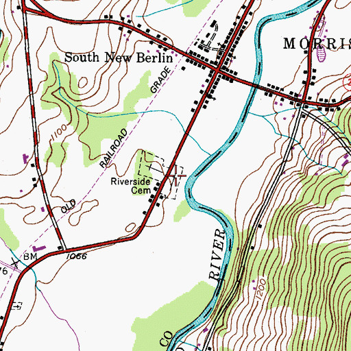 Topographic Map of Riverside Cemetery, NY