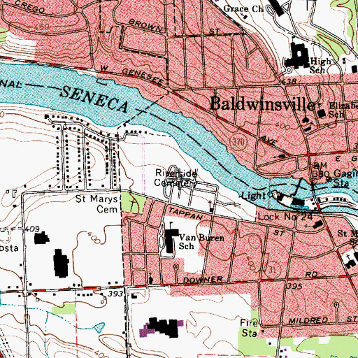 Topographic Map of Riverside Cemetery, NY