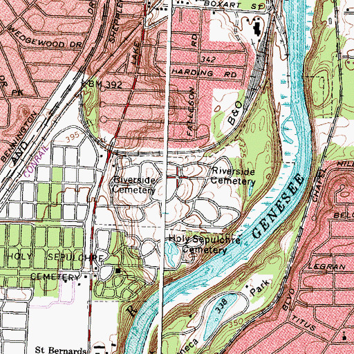 Topographic Map of Riverside Cemetery, NY