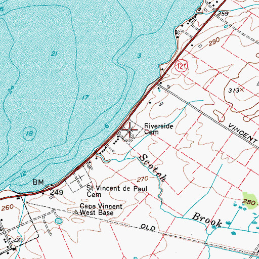 Topographic Map of Riverside Cemetery, NY