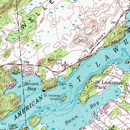 Topographic Map of Riverside Cemetery, NY