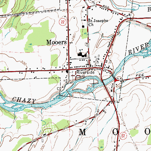 Topographic Map of Riverside Cemetery, NY