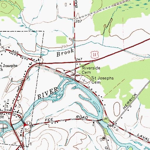 Topographic Map of Riverside Cemetery, NY