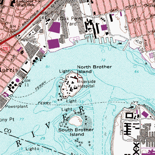 Topographic Map of Riverside Hospital, NY