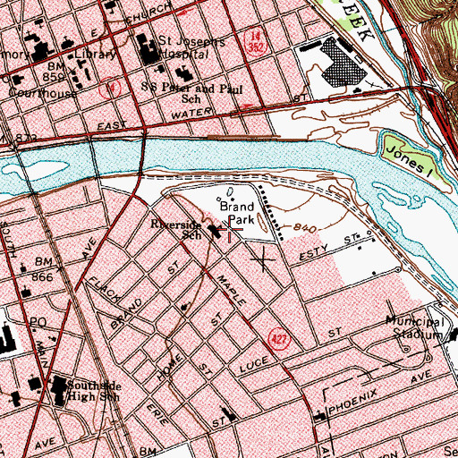 Topographic Map of Riverside School, NY