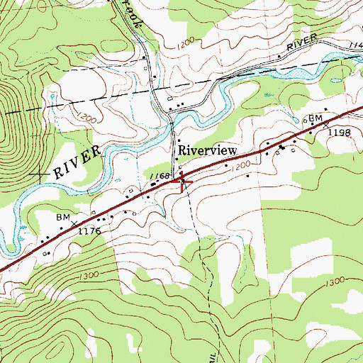 Topographic Map of Riverview, NY