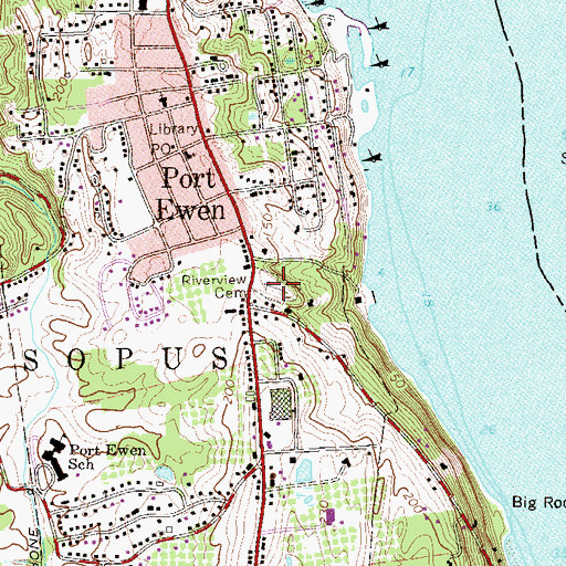 Topographic Map of Riverview Cemetery, NY
