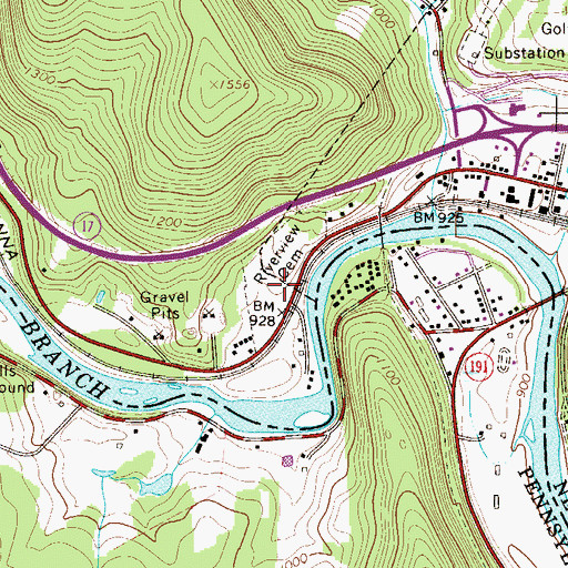 Topographic Map of Riverview Cemetery, NY