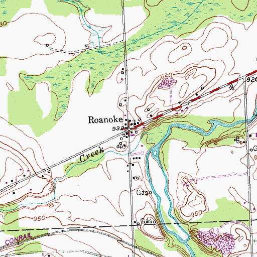 Topographic Map of Roanoke, NY