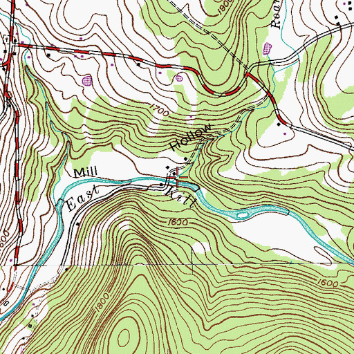 Topographic Map of Roaring Brook, NY