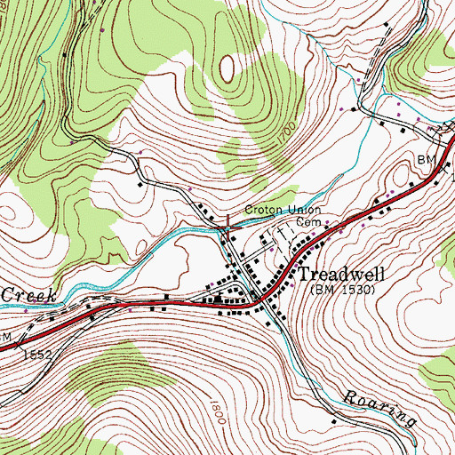 Topographic Map of Roaring Brook, NY