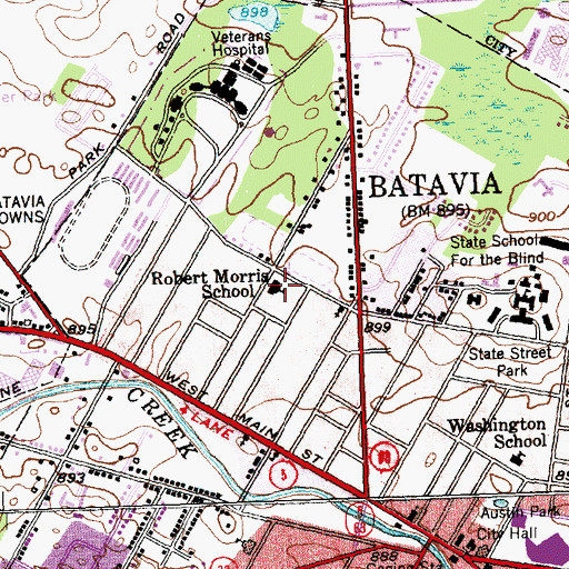 Topographic Map of Robert Morris School, NY