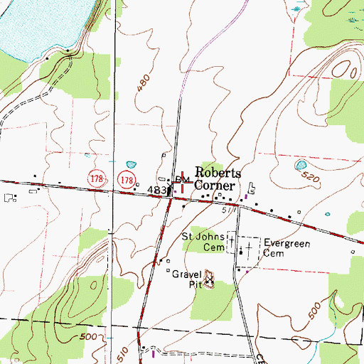 Topographic Map of Roberts Corner, NY