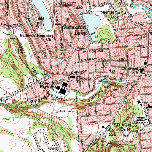 Topographic Map of Roberts K - 8 School, NY
