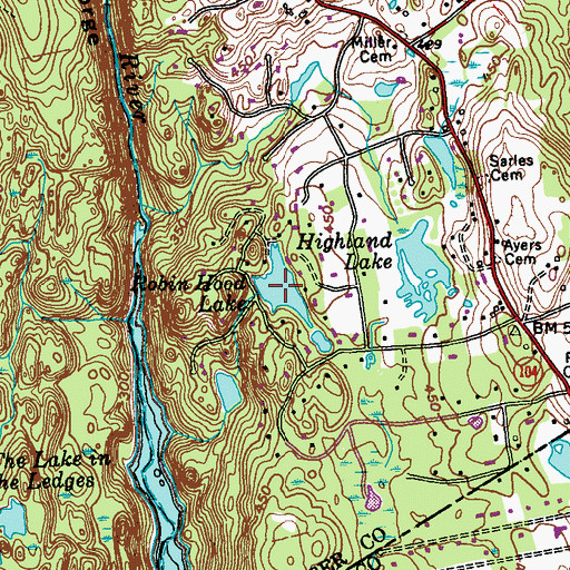 Topographic Map of Robin Hood Lake, NY