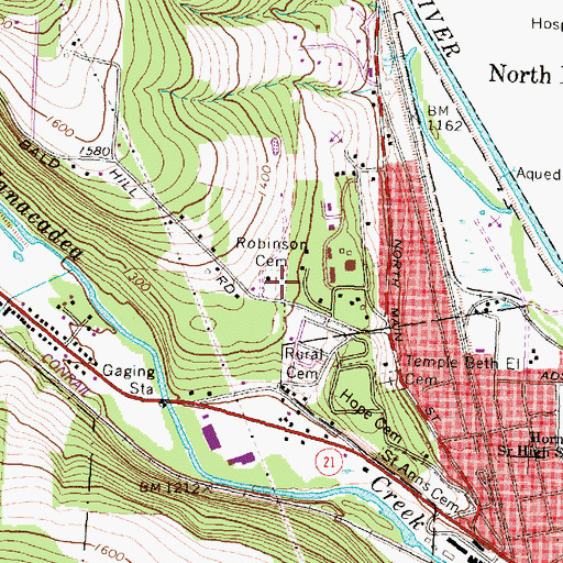 Topographic Map of Rural Cemetery, NY