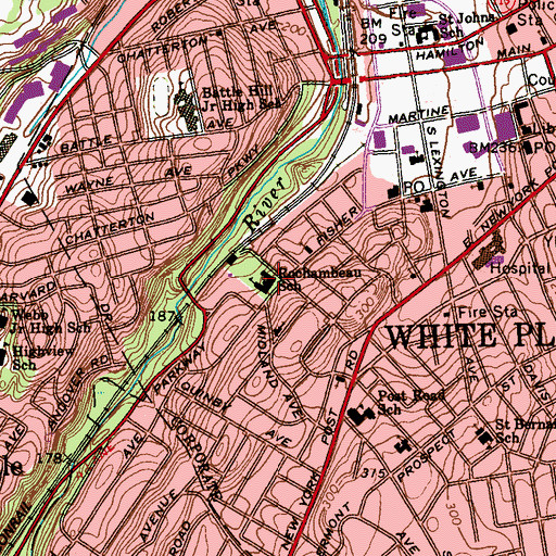 Topographic Map of Rochambeau School, NY