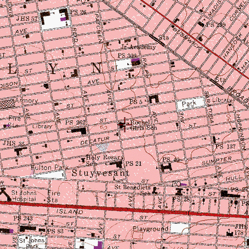 Topographic Map of Bais Rachel School for Girls, NY