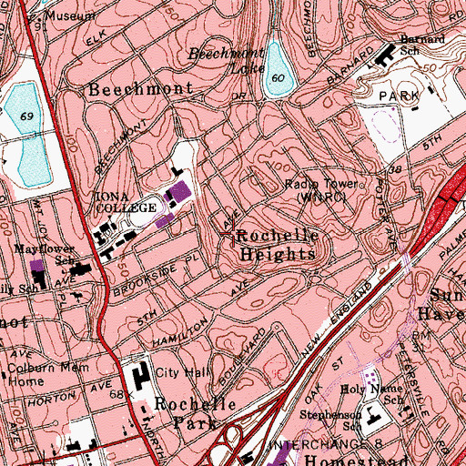 Topographic Map of Rochelle Heights, NY