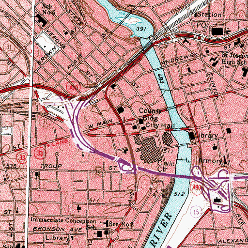 Topographic Map of Rochester, NY