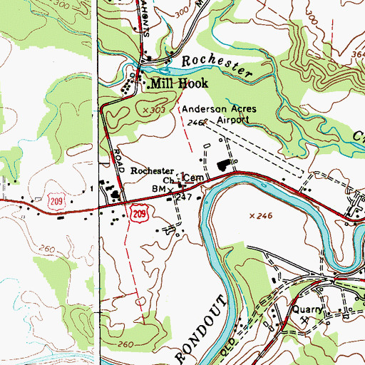 Topographic Map of Rochester Reformed Church, NY