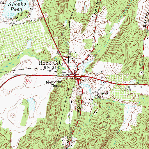 Topographic Map of Rock City, NY