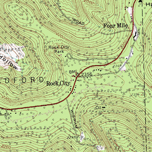 Topographic Map of Rock City, NY