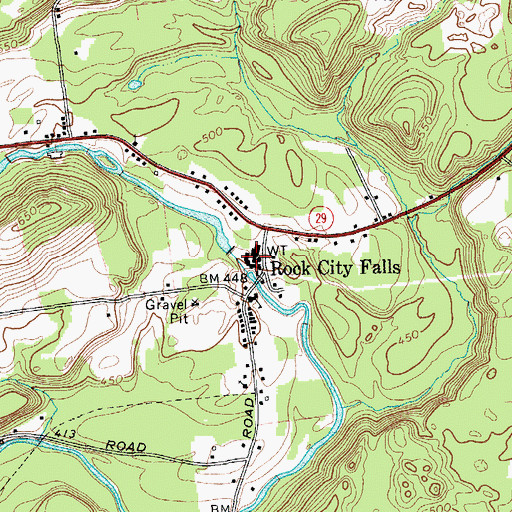 Topographic Map of Rock City Falls, NY
