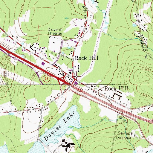 Topographic Map of Rock Hill, NY