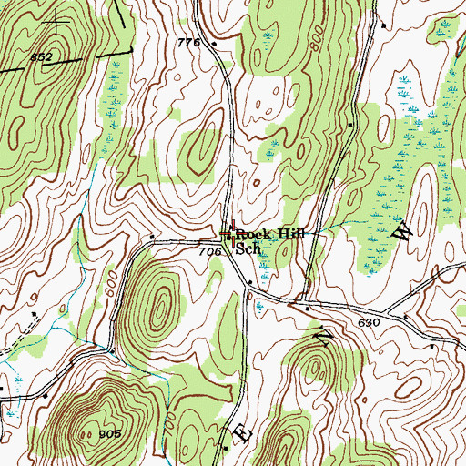 Topographic Map of Rock Hill School, NY