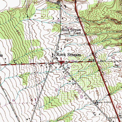 Topographic Map of Rock Stream, NY