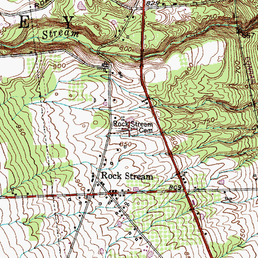 Topographic Map of Rock Stream Cemetery, NY