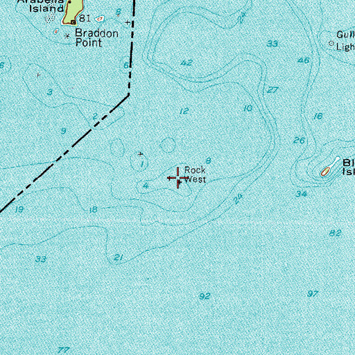 Topographic Map of Rock West, NY