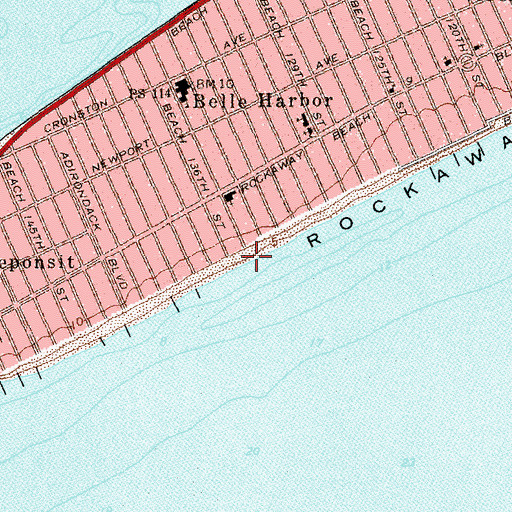 Topographic Map of Rockaway Beach, NY