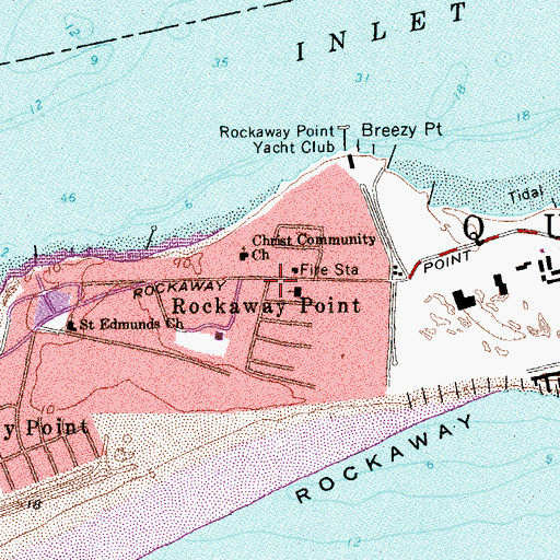 Topographic Map of Rockaway Point, NY