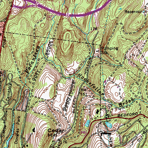 Topographic Map of Rockefeller Brook, NY