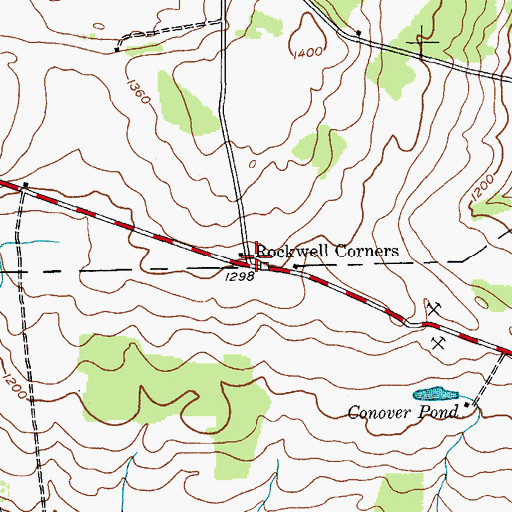Topographic Map of Rockwell Corners, NY