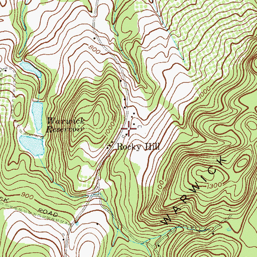 Topographic Map of Rocky Hill, NY