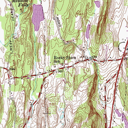 Topographic Map of Rocky Store School (historical), NY