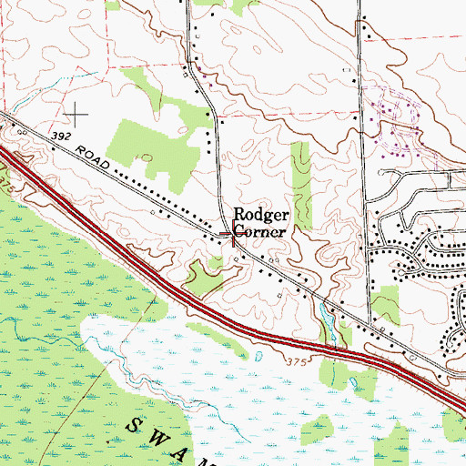 Topographic Map of Rodger Corner, NY