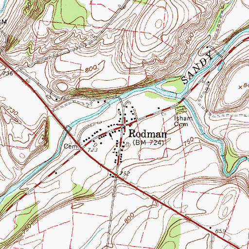 Topographic Map of Rodman, NY