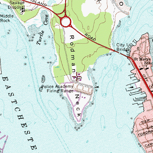 Topographic Map of Rodman Neck, NY