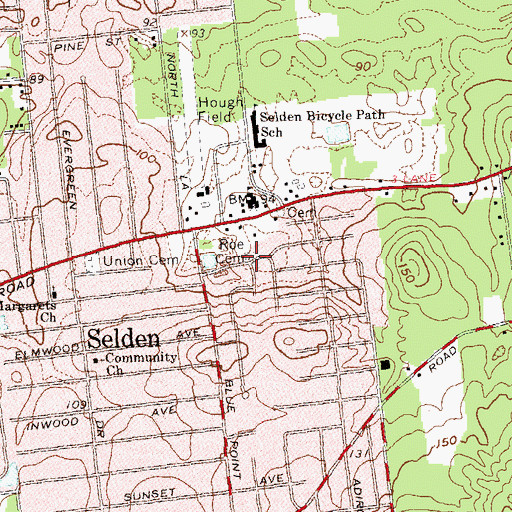 Topographic Map of Roe Cemetery, NY